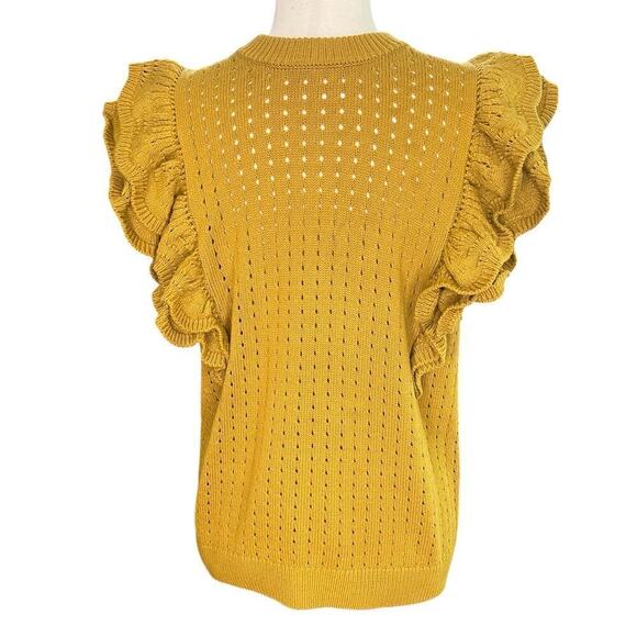 Who What Wear Flutter Sweater, Sleeveless, Rear Button, Yellow, size Large - Picture 2 of 12